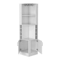 Bar Cabinet Papprika, 8 Wine Cubbies, Double Door, White Finish White Particle Board