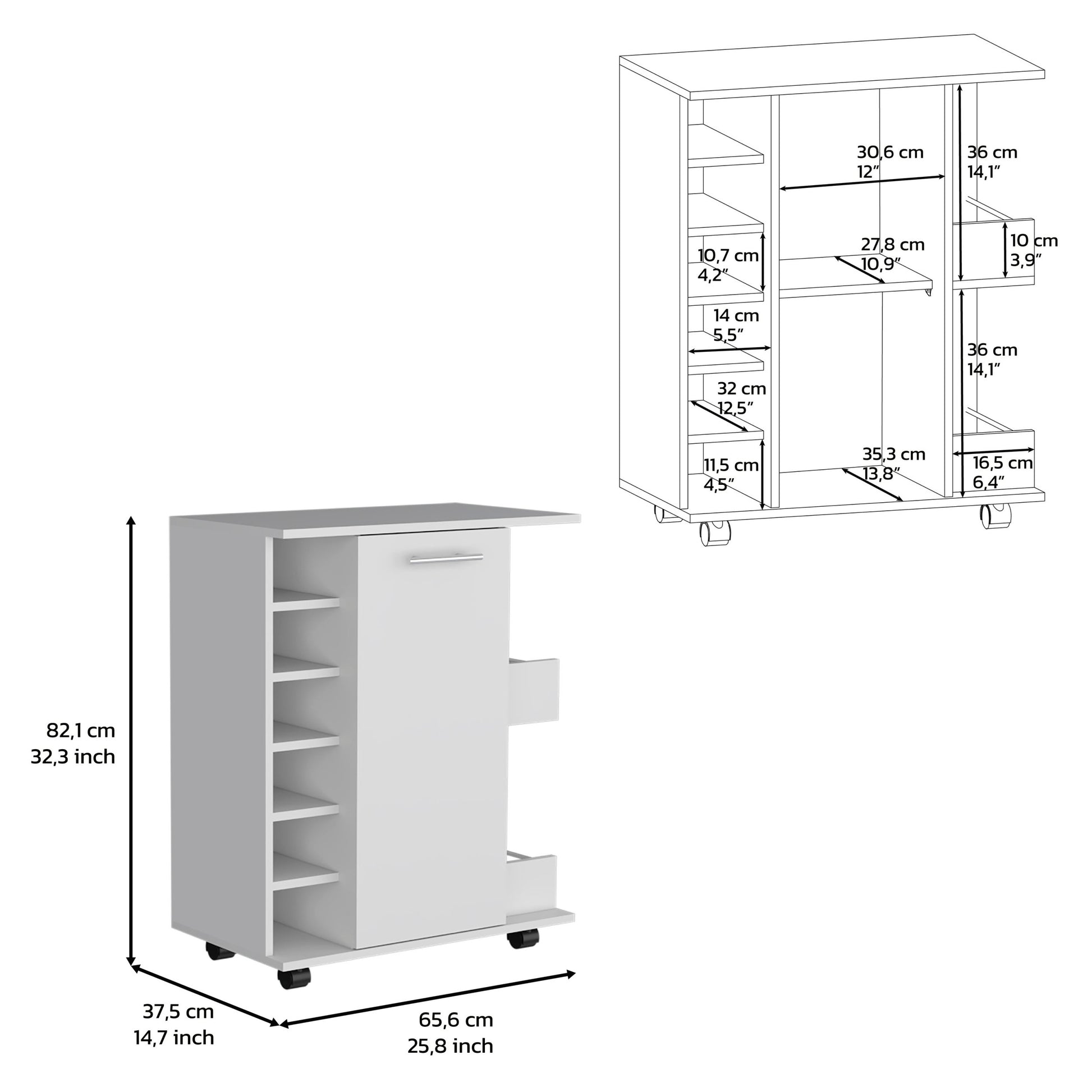 Kitchen Island Wynne with Storage and Cabinet,