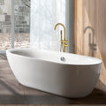 Freestanding Bathtub Faucet With Hand Shower Brushed Gold Metal