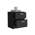 Nightstand Chequered, Two Drawers, Black Wengue Finish Black Particle Board