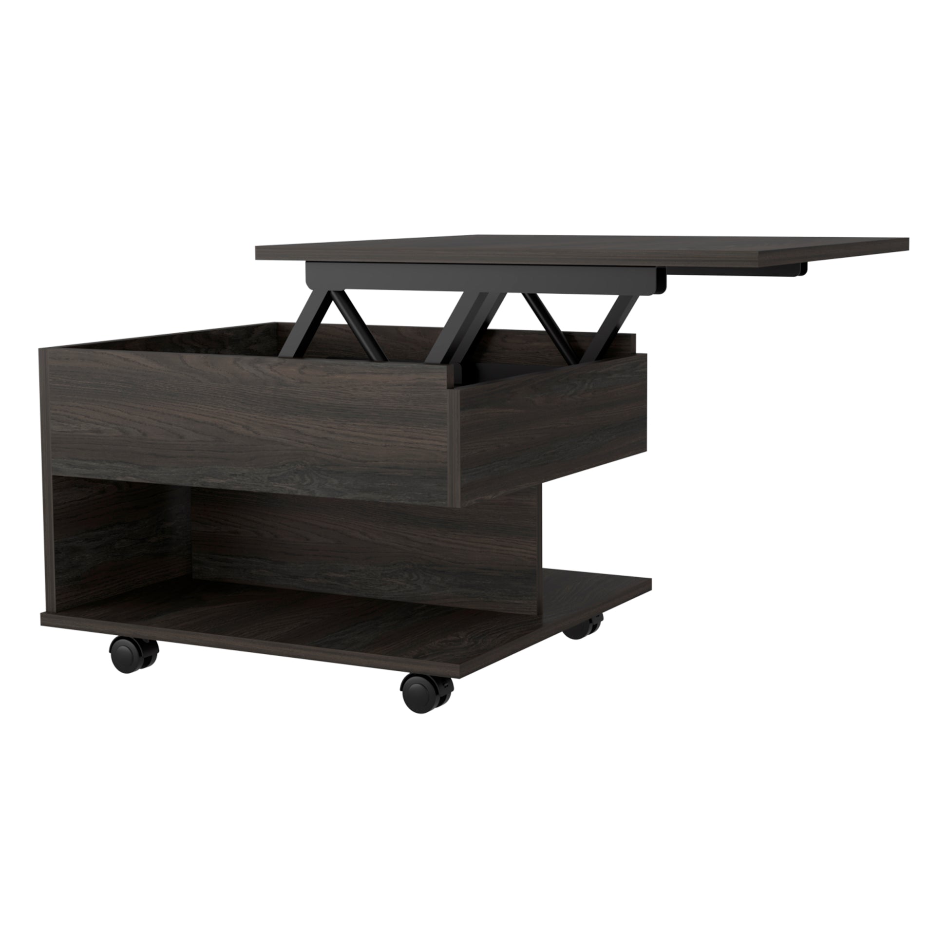 Lift Top Coffee Table Mercuri, Casters, Carbon Espresso Finish Espresso Particle Board