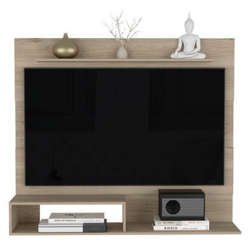 Floating Entertainment Center Albuquerque, Space For The Tv S Up 55", Light Pine Finish Beige 50 59 Inches Particle Board