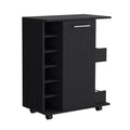 Bar Cart with Six Wine Cubbies Cabot, Two Side Storage black-particle board