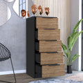 5 Drawers Dresser Maryland, Metal Handle, Black Wengue Pine Finish Multicolor Particle Board