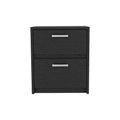 Nightstand Chequered, Two Drawers, Black Wengue Finish Black Particle Board