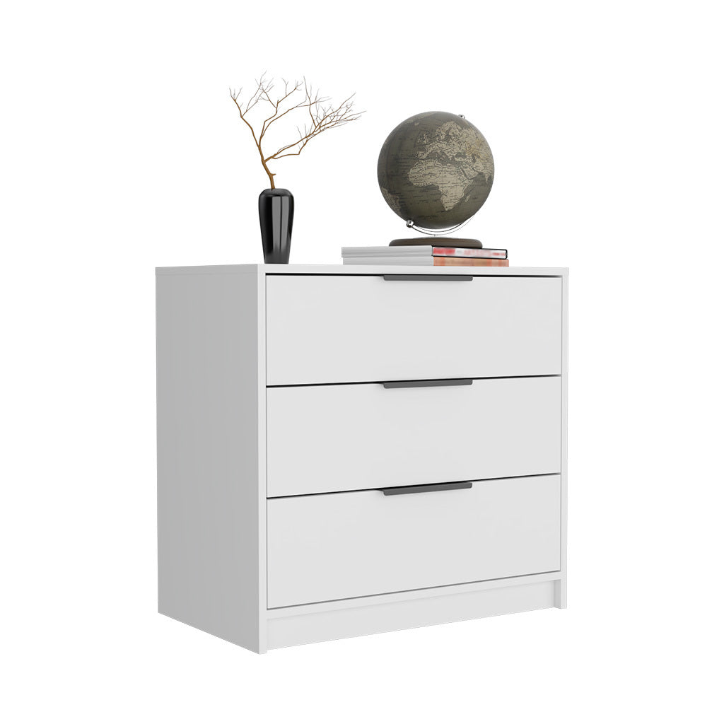 3 Drawers Dresser Maryland, Superior Top, White Finish White Particle Board