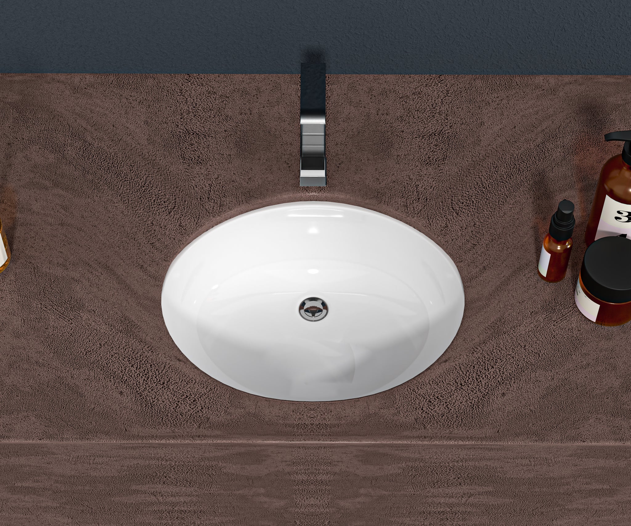 19"x16" White Ceramic Oval Undermount Bathroom Sink