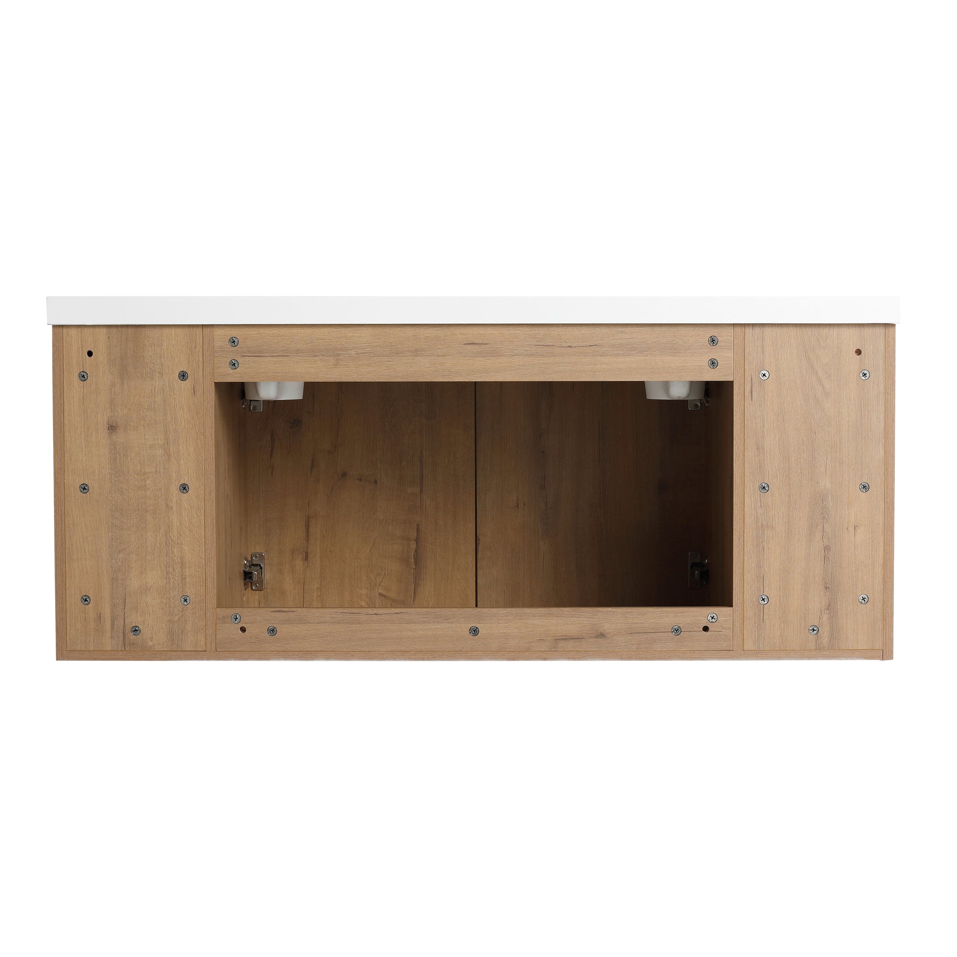 48" Wall Mounted Bathroom Vanity With Double Sink imitative oak-2-bathroom-wall