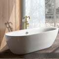 Freestanding Bathtub Faucet With Hand Shower Brushed Gold Metal