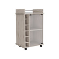 Bar Cart Baltimore, Six Wine Cubbies, Light Gray Finish Light Gray Particle Board