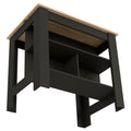 Kitchen Island Dozza, Three Shelves, Black Wengue Light Oak Finish Black Particle Board