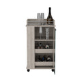 Bar Cart with Two Side Shelves Beaver, Glass Door and gray-particle board