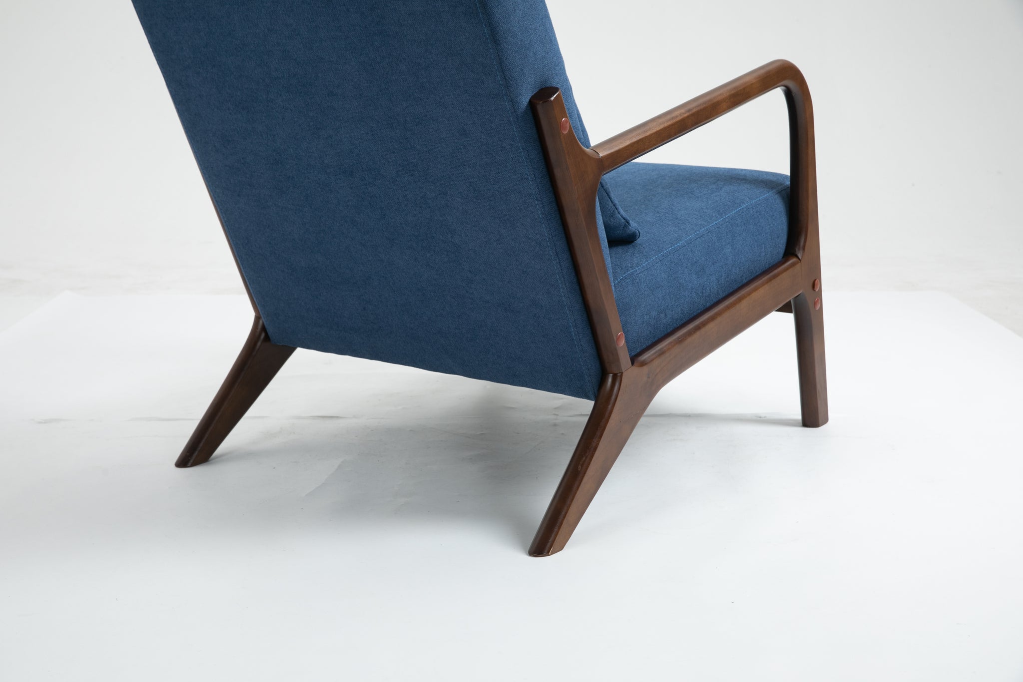 Mid Century Modern Accent Chair with Wood Frame blue-cotton-velvet