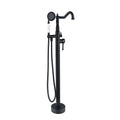 Freestanding Bathtub Faucet With Hand Shower Matte Black Metal