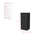 Dresser Kamran, Five Drawers Narrow, Black Wengue Finish Black Particle Board