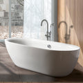 Freestanding Bathtub Faucet With Hand Shower Brushed Nickel Metal