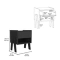 Nightstand Ferku, Open Shelf, One Drawer, Black Wengue Finish Black Particle Board