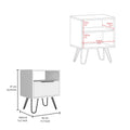 Nightstand Skyoner, Single Drawer, Hairpin Legs, White Finish White Particle Board