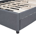 Full Size Upholstered Platform Bed With 2 Drawers And 1 Twin Size Trundle, Classic Headboard Design, Gray Gray Linen
