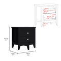 Nightstand More, Two Shelves, Four Legs, Black Wengue Finish Black Particle Board