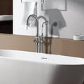 Freestanding Bathtub Faucet With Hand Shower Brushed Nickel Metal