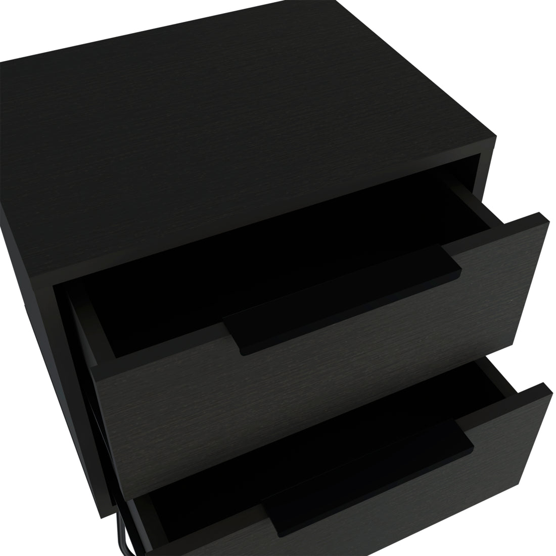 Nightstand Skyoner 2, Harpin Legs, Two Drawers, Black black-particle board