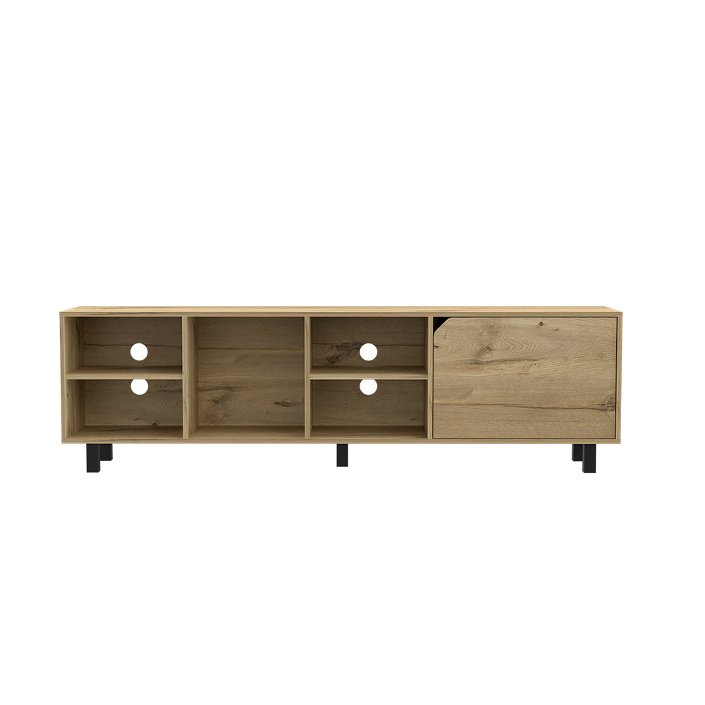 Tv Stand For Tv S Up 70" Estocolmo, Four Open Shelves, Light Oak Finish Light Oak 50 59 Inches Particle Board