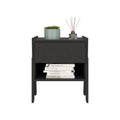 Nightstand Ferku, Open Shelf, One Drawer, Black Wengue Finish Black Particle Board