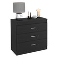 Three Drawer Dresser Lial, Superior Top, Metal Hardware, Black Wengue Finish Black Particle Board