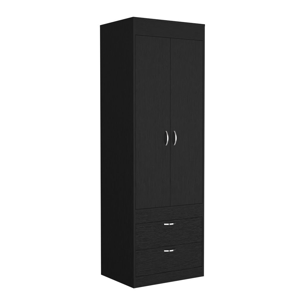 Armoire Tarento, Two Drawers, Black Wengue Finish Black Particle Board