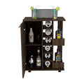 Bar Cart Wells, Four Casters, Dark Walnut Finish Walnut Particle Board