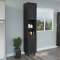 Pantry Cabinet Almada, Three Interior Shelves, Black Wengue Finish Black Particle Board