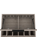 Bar Cabinet Puertu, Six Wine Cubbies, Double Door Cabinet, Light Gray Finish Light Gray Particle Board