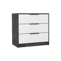 3 Drawers Dresser Maryland, Superior Top, Smokey Oak White Finish Multicolor Particle Board