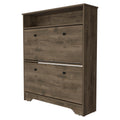 Shoe Rack Dublin, One Open Shelf, Two Extendable Cabinets, Dark Brown Finish Dark Brown Particle Board