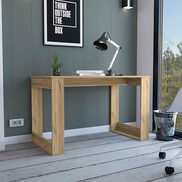 Computer Desk Albion With Large Worksurface And Legs, Light Oak Finish Light Oak Particle Board