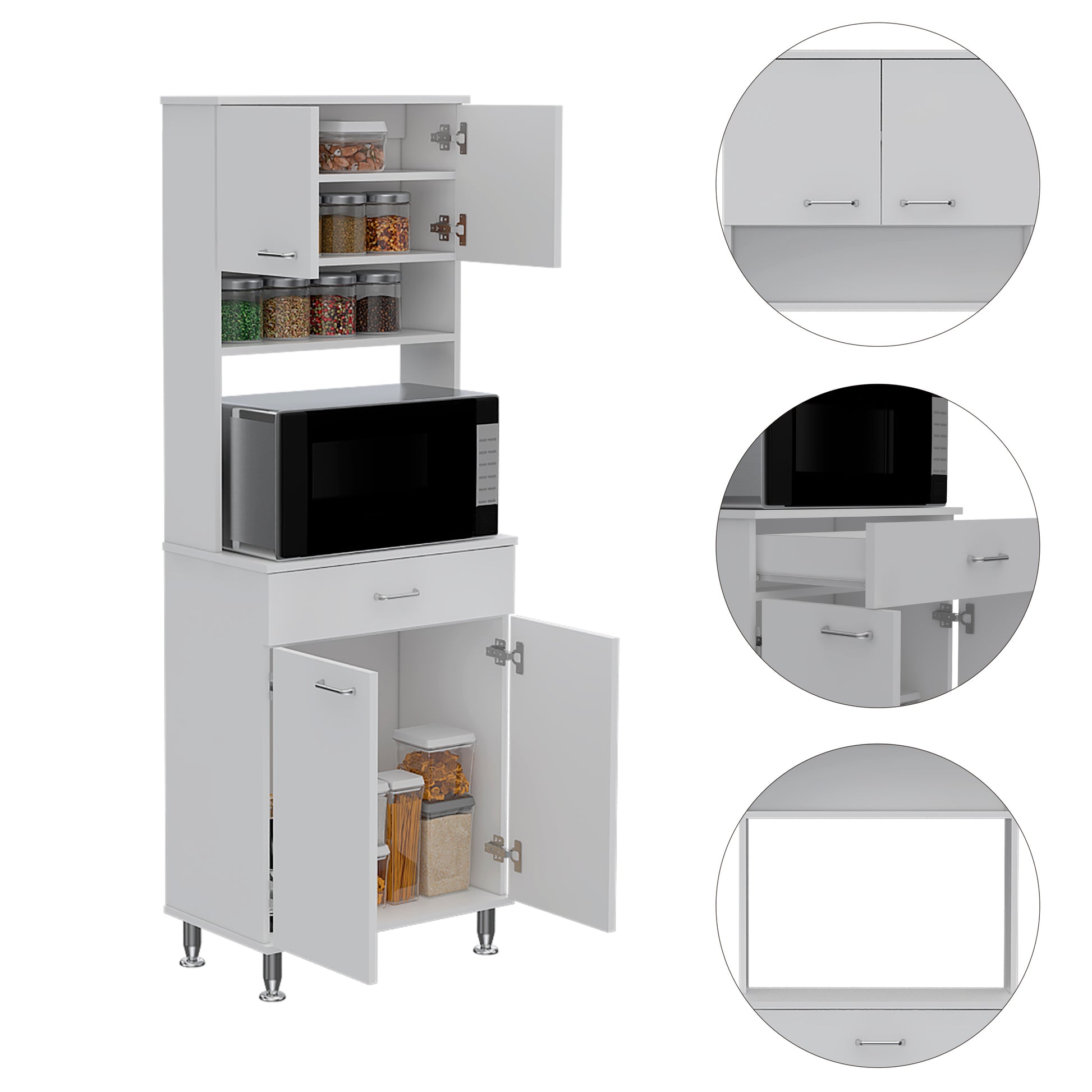 Pantry Piacenza,Two Double Door Cabinet, White