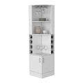 Bar Cabinet Papprika, 8 Wine Cubbies, Double Door, White Finish White Particle Board