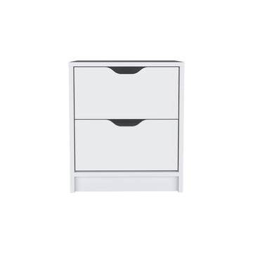 Nightstand Gandu, Two Drawers, White Finish White Particle Board