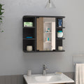 Medicine Cabinet Milano,Six External Shelves Mirror, Black Wengue Finish Black Particle Board