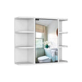 Medicine Cabinet Milano, Six External Shelves Mirror, White Finish White Particle Board