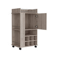 Bar Cart with Casters Reese, Six Wine Cubbies and gray-particle board