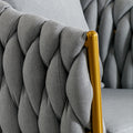 Handwoven Modern Chairs, Casual Chairs, Universal Foot Nails, Metal Chair Legs With Pillows Grey Grey Primary Living Space Linen