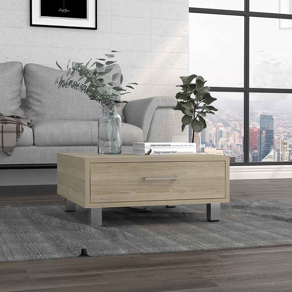 Coffee Table Albuquerque, One Drawer, Light Pine Finish Beige Particle Board
