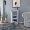 Bar Cart with Two Side Shelves Beaver, Glass Door and white-particle board