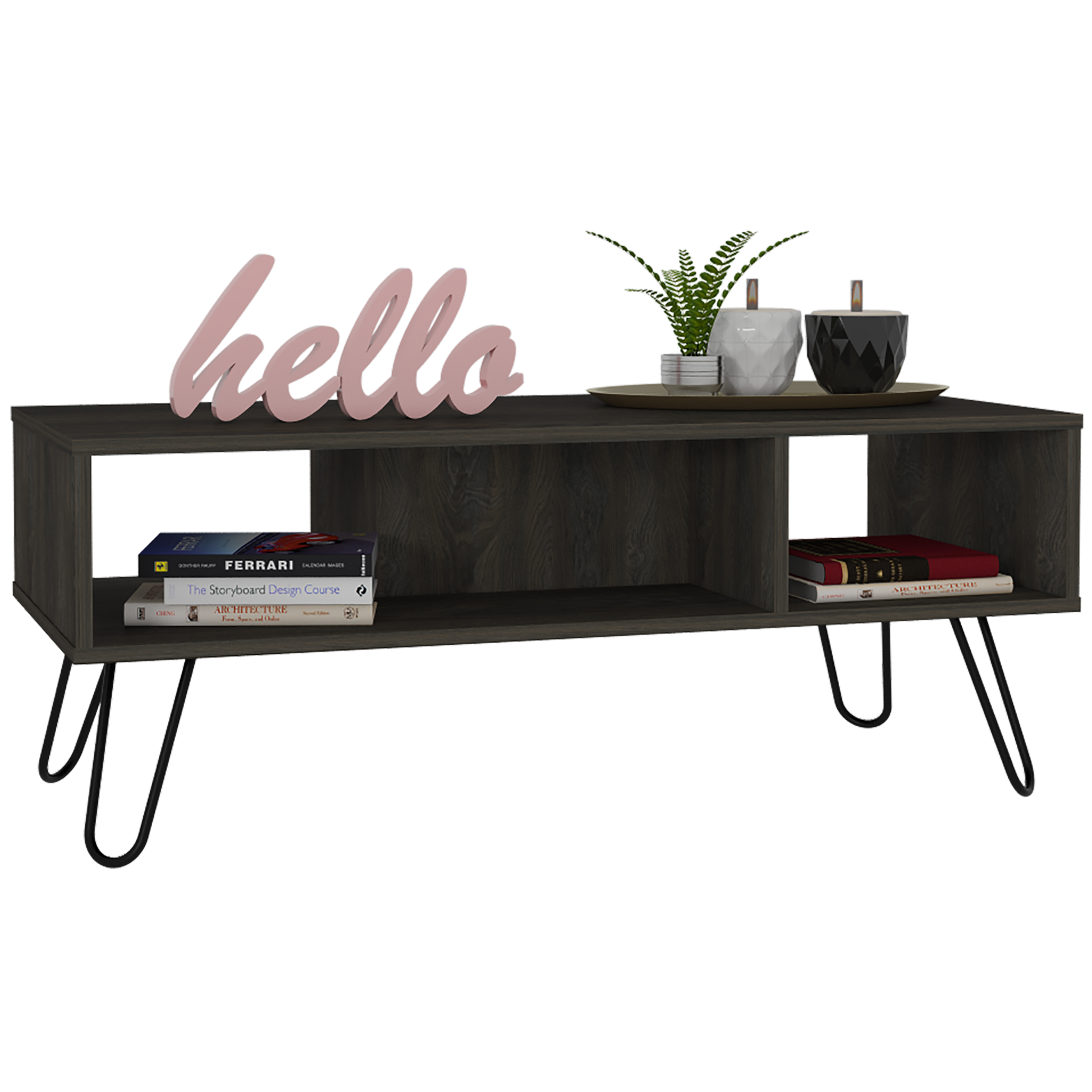 Coffee Table Minnesota, Two Shelves, Carbon Espresso Finish Espresso Particle Board