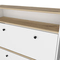 Shoe Rack Dublin, One Open Shelf, Two Extendable Cabinets, Light Oak White Finish Light Oak Particle Board