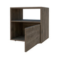 Nightstand Forum, One Open Shelf, One Cabinet, Dark Brown Black Wengue Finish Multicolor Particle Board