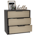 3 Drawers Dresser Maryland, Superior Top, Black Wengue Pine Finish Multicolor Particle Board