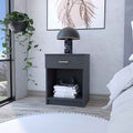 Nightstand Coco, Single Drawer, Lower Shelf, Black Wengue Finish Black Particle Board